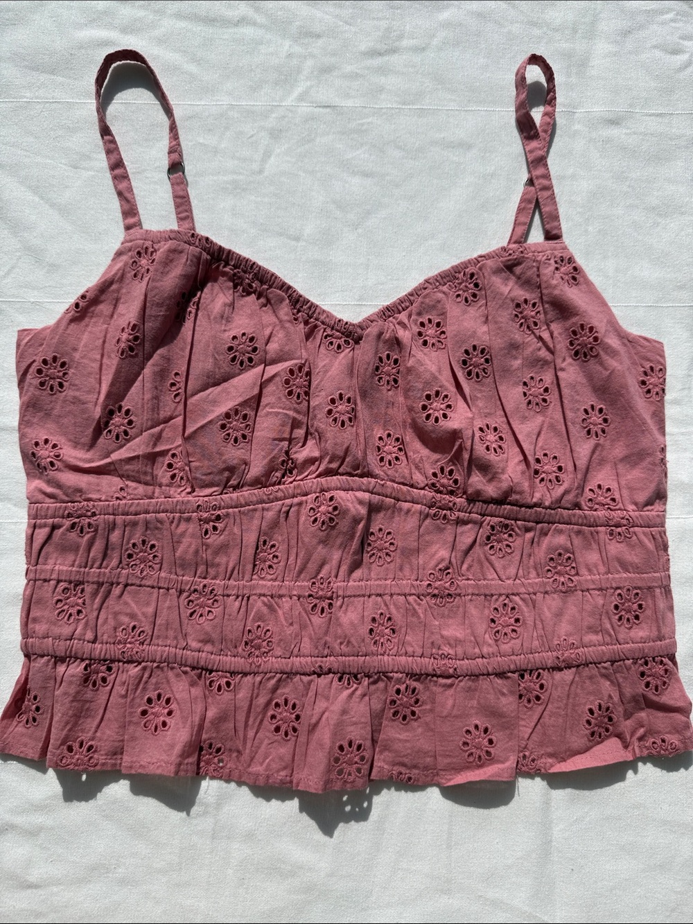 Hollister Rose Pink Eyelet Spaghetti Strap Camisole
